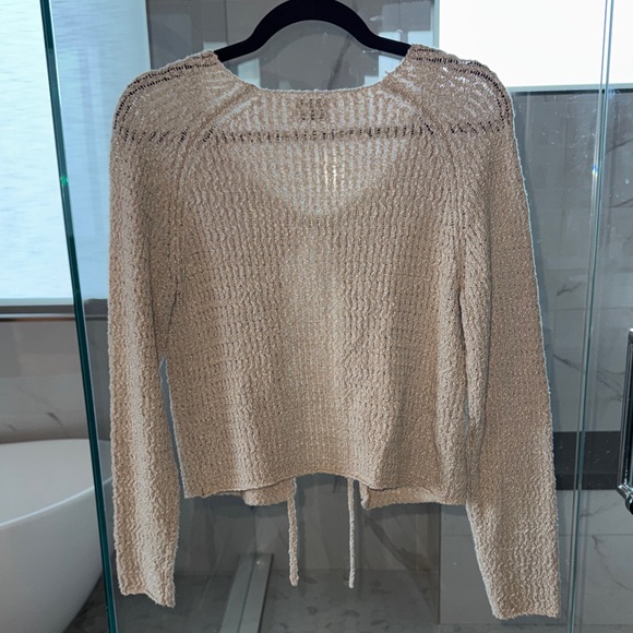 Frank & Oak Cream Knit Front Tie Cardigan - Picture 3 of 4